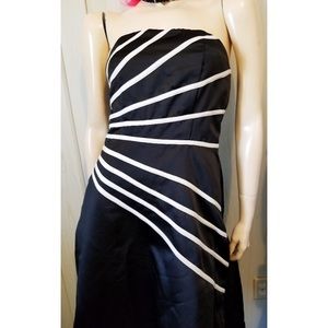 VTG 90s Arden B Black Satin Strapless Cocktail Party Dress NWT